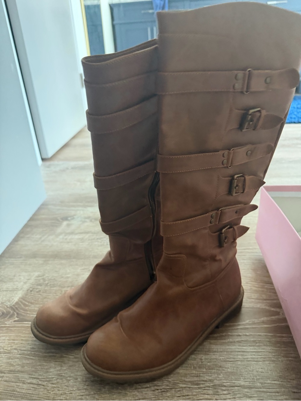 Crown Vintage Brown Over-the-Knee Buckle Boots